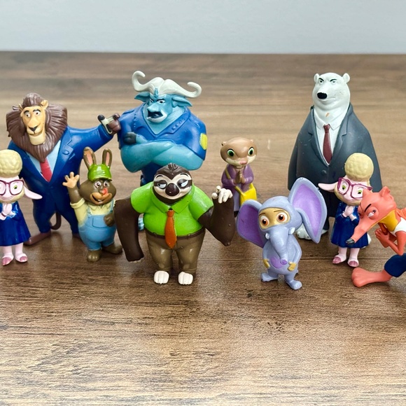 Disney ZOOTOPIA Animals Dolls Toy PVC Figures Cake Toppers SET 10 Fox Sloth Bear - Picture 1 of 16